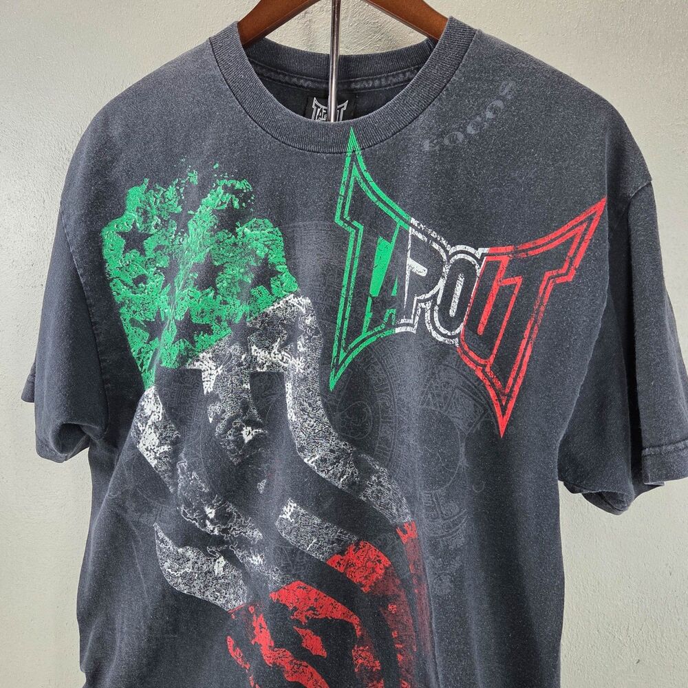 Vintage Y2K Tapout Locos Mexico Flag Double Sided MMA Graphic Tee Sz XL